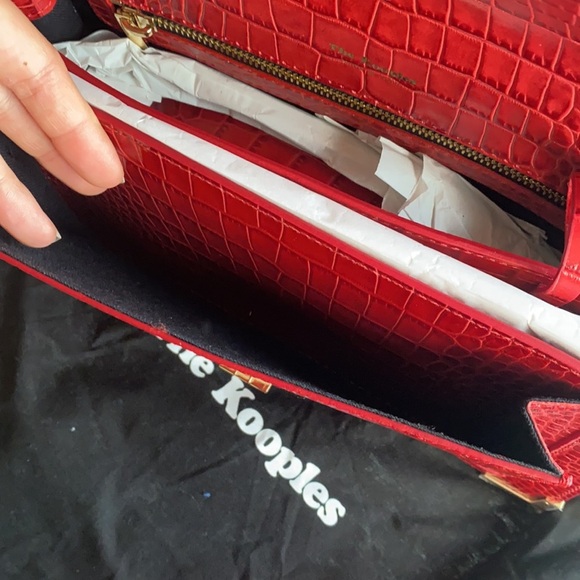 NEW Kooples Red Leather Embossed Emily Bag - Picture 5 of 6